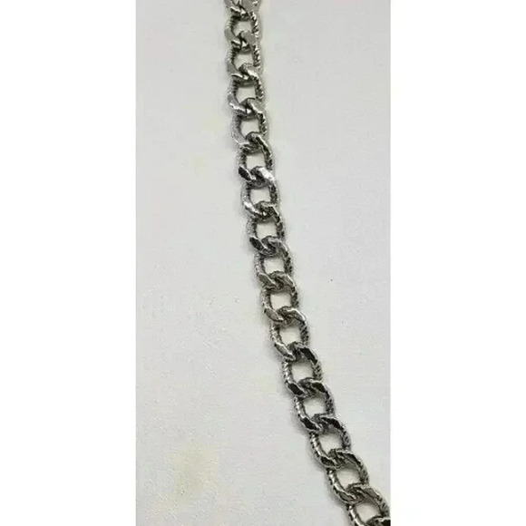 Vintage Chunky Silver Necklace Chain Monet Textured Link - Picture 3 of 6
